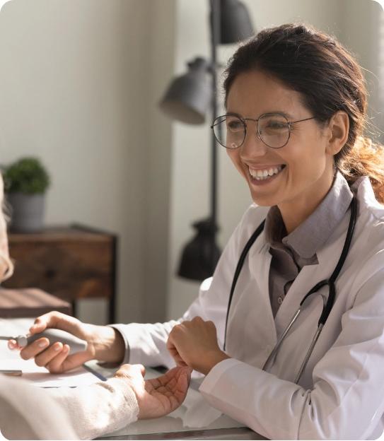 Nurse checking heart